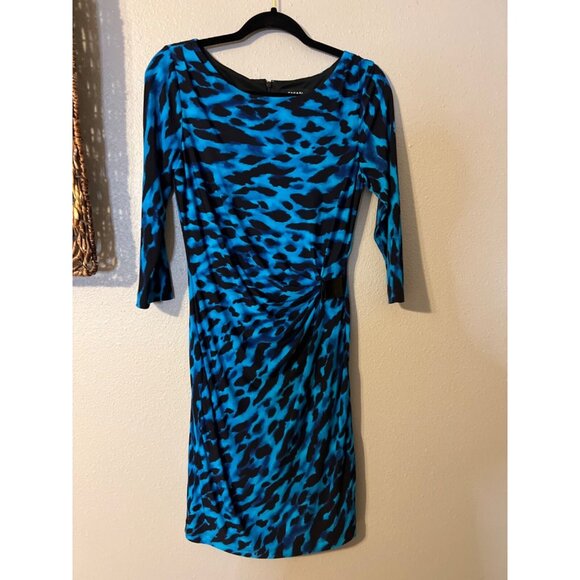 Tahari Levine Dress 4 Cobalt Blue 3/4 Long Sleeve Stretch Career Church - Picture 6 of 8